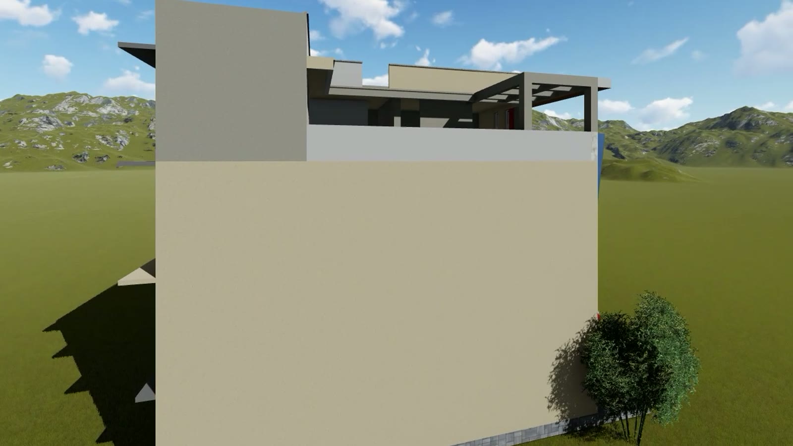 Fin screen and balcony